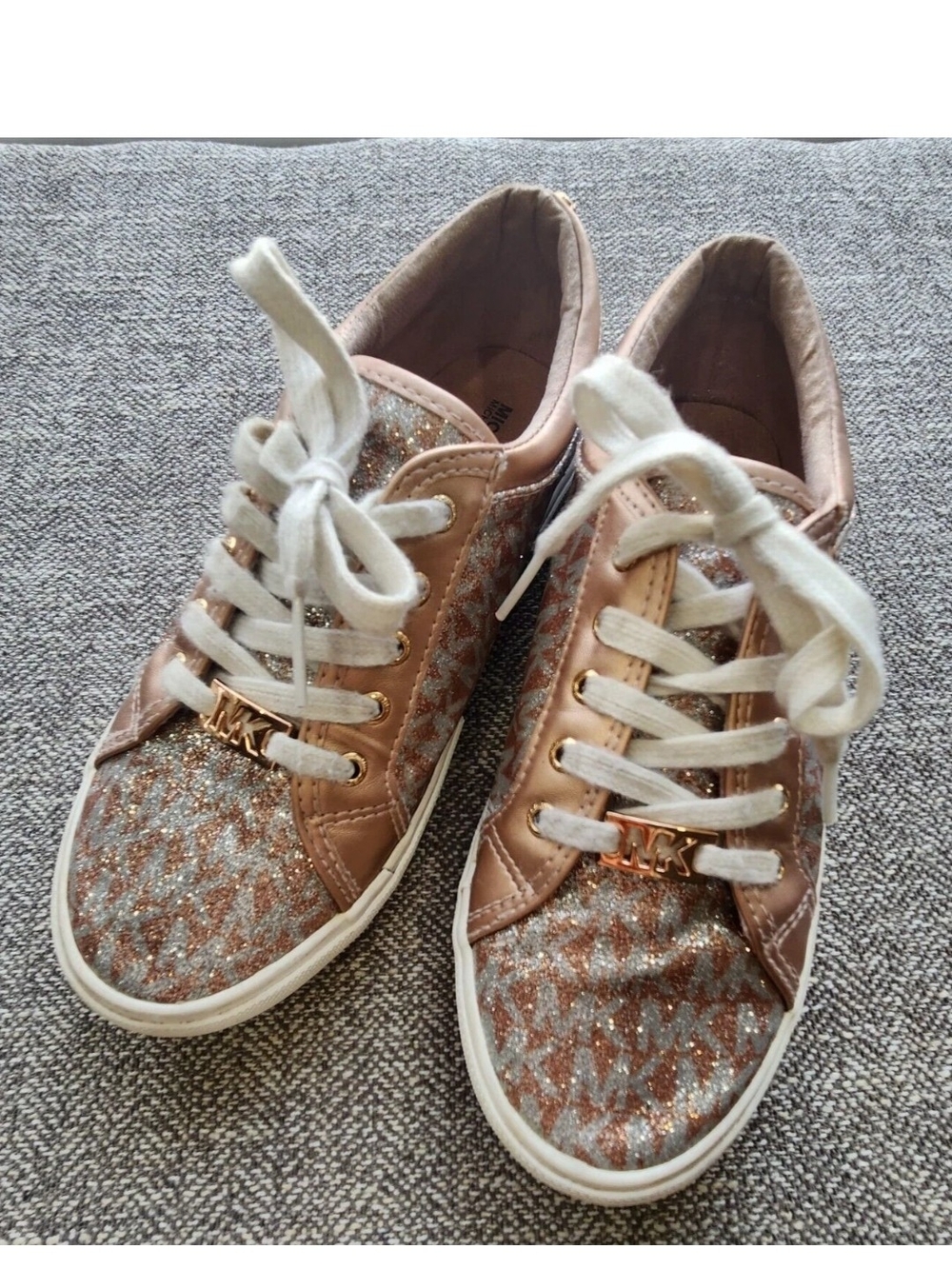 Michael Kors Girls Ima Tinsel Rose Gold Glitter Sneakers Size Kids US 4 (EU 35)